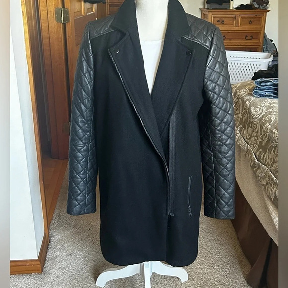 Trouve Quilted Leather Asymmetrical Zip Jacket - Picture 5 of 14